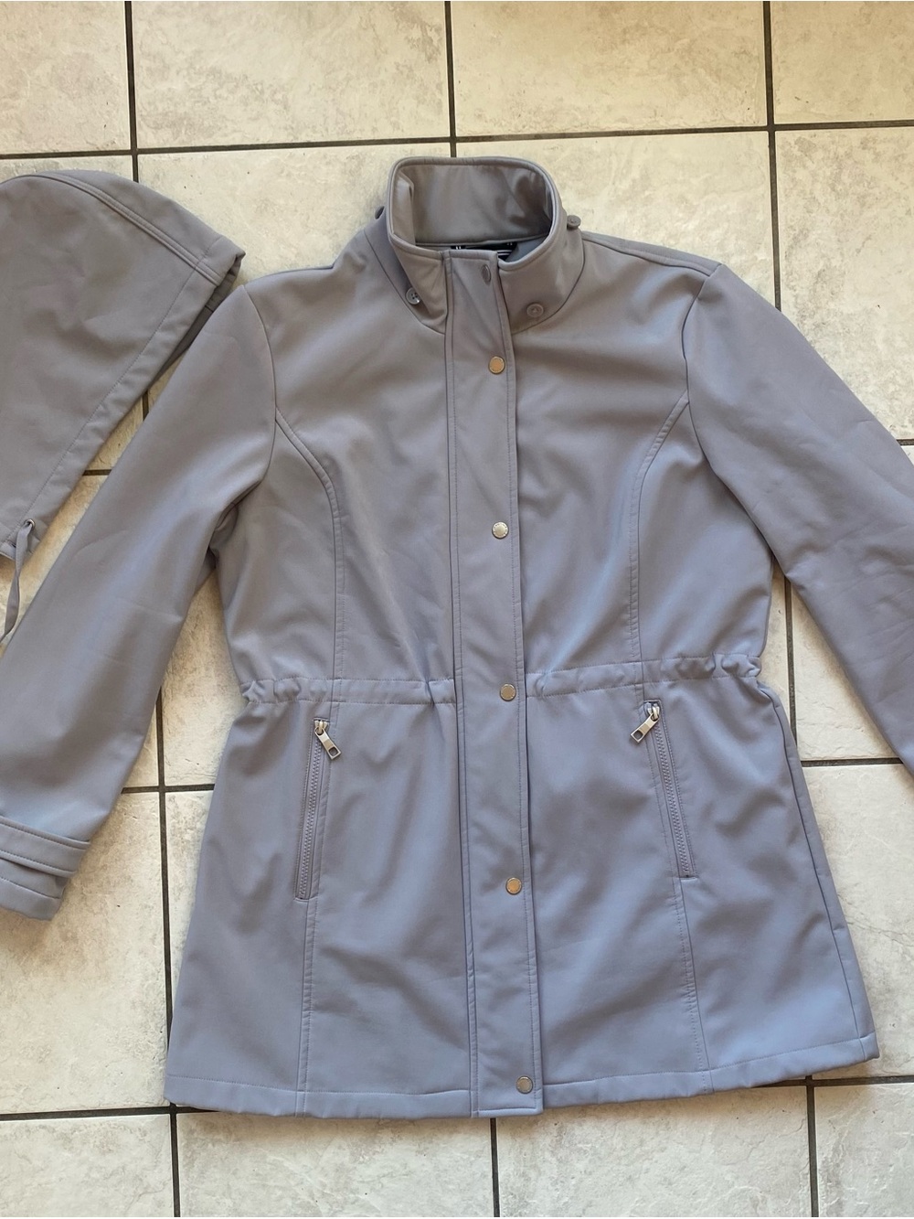 Nautica Womens Performance Softshell Jacket Grey Anorak Detachable Hood Coat XL